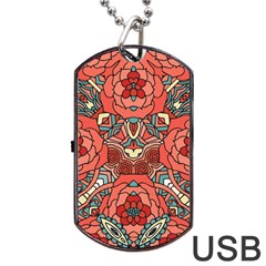 Petals In Pale Rose, Bold Flower Design Dog Tag Usb Flash (two Sides) by Zandiepants