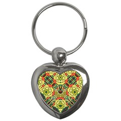 Petals, Retro Yellow, Bold Flower Design Key Chain (heart) by Zandiepants