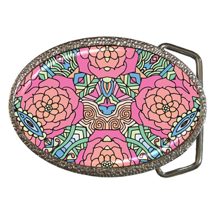 Petals, Carnival, Bold Flower Design Belt Buckle