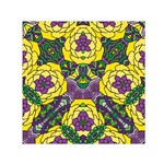 Petals in Mardi Gras colors, Bold Floral Design Small Satin Scarf (Square) Front