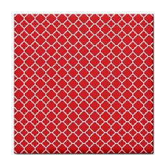 Poppy Red Quatrefoil Pattern Face Towel by Zandiepants