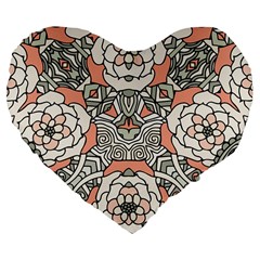 Petals in Vintage Pink, Bold Flower Design Large 19  Premium Heart Shape Cushion