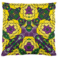 Petals In Mardi Gras Colors, Bold Floral Design Large Cushion Case (one Side) by Zandiepants