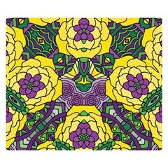 Petals In Mardi Gras Colors, Bold Floral Design Double Sided Flano Blanket (small) by Zandiepants