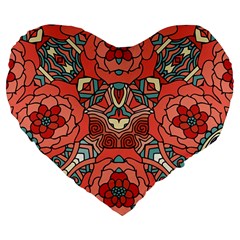 Petals In Pale Rose, Bold Flower Design Large 19  Premium Heart Shape Cushion by Zandiepants