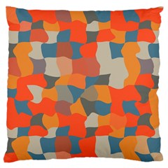 Retro Colors Distorted Shapes                           	large Flano Cushion Case (two Sides) by LalyLauraFLM