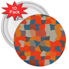 Retro Colors Distorted Shapes                           			3  Button (10 Pack) by LalyLauraFLM