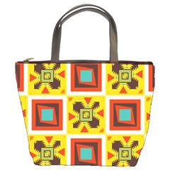 Retro Colors Squares Pattern                            	bucket Bag by LalyLauraFLM