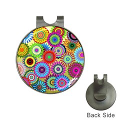 Psychedelic Flowers Hat Clip With Golf Ball Marker