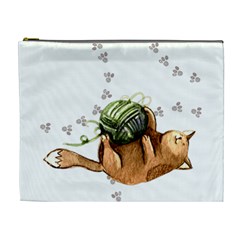 Lovely Cat Playing A Ball Of Wool Cosmetic Bag (xl) by TastefulDesigns