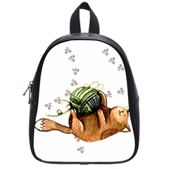 Lovely Cat Playing A Ball Of Wool School Bags (small)  by TastefulDesigns