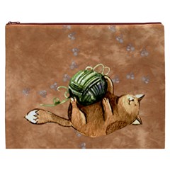 Lovely Cat Playing A Ball Of Wool Cosmetic Bag (xxxl)  by TastefulDesigns