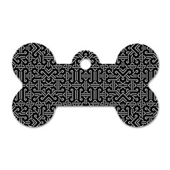 Black And White Ethnic Sharp Geometric  Dog Tag Bone (one Side) by dflcprints