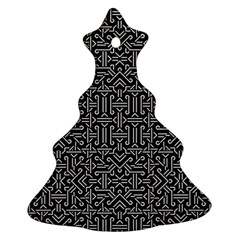 Black And White Ethnic Sharp Geometric  Christmas Tree Ornament (2 Sides) by dflcprints