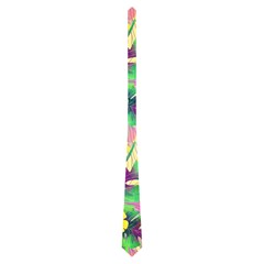 Tropical Flowers And Leaves Background Neckties (one Side) 