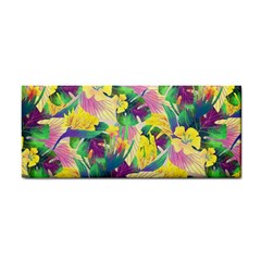 Tropical Flowers And Leaves Background Hand Towel by TastefulDesigns