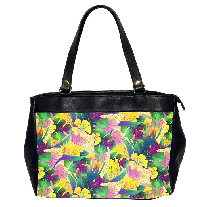 Tropical Flowers And Leaves Background Office Handbags (2 Sides) 