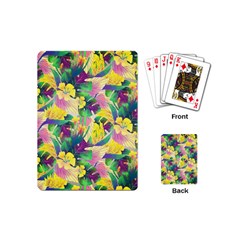 Tropical Flowers And Leaves Background Playing Cards (mini)  by TastefulDesigns