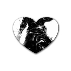 Assassins Creed Black Flag Tshirt Rubber Coaster (heart)  by iankingart