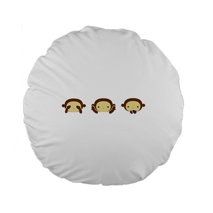 Three Wise Monkeys Standard 15  Premium Flano Round Cushions