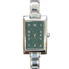 Whimsical Feather Pattern, Forest Green Rectangle Italian Charm Watch by Zandiepants