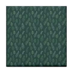 Whimsical Feather Pattern, Forest Green Tile Coaster by Zandiepants