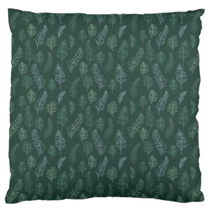 Whimsical Feather Pattern, Forest Green Large Flano Cushion Case (One Side)