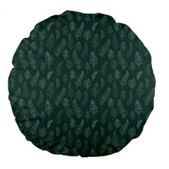 Whimsical Feather Pattern, Forest Green Large 18  Premium Flano Round Cushion  by Zandiepants