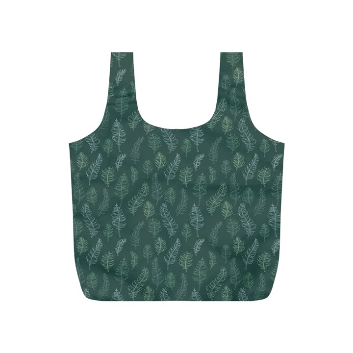 Whimsical Feather Pattern, Forest Green Full Print Recycle Bag (S)