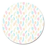 Whimsical Feather Pattern,Fresh Colors, Magnet 5  (Round) Front