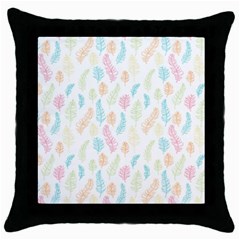 Whimsical Feather Pattern,fresh Colors, Throw Pillow Case (black) by Zandiepants