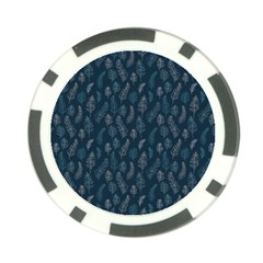 Whimsical Feather Pattern, Midnight Blue, Poker Chip Card Guard by Zandiepants