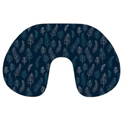 Whimsical Feather Pattern, Midnight Blue, Travel Neck Pillow