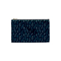 Whimsical Feather Pattern, Midnight Blue, Cosmetic Bag (small)