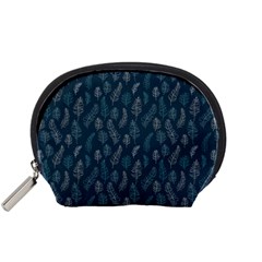 Whimsical Feather Pattern, Midnight Blue, Accessory Pouch (small) by Zandiepants