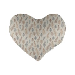Whimsical Feather Pattern, Nature Brown, Standard 16  Premium Heart Shape Cushion  by Zandiepants