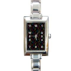Whimsical Feather Pattern, Bright Pink Red Blue Green Yellow, Rectangle Italian Charm Watch by Zandiepants
