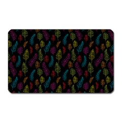 Whimsical Feather Pattern, Bright Pink Red Blue Green Yellow, Magnet (rectangular) by Zandiepants