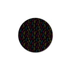 Whimsical Feather Pattern, Bright Pink Red Blue Green Yellow, Golf Ball Marker by Zandiepants