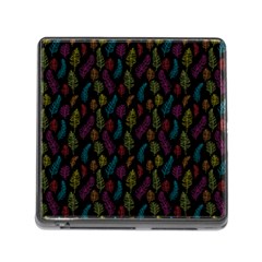 Whimsical Feather Pattern, Bright Pink Red Blue Green Yellow, Memory Card Reader (square) by Zandiepants