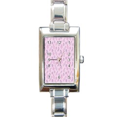 Whimsical Feather Pattern, Pink & Purple, Rectangle Italian Charm Watch by Zandiepants