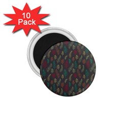 Whimsical Feather Pattern, Autumn Colors, 1 75  Magnet (10 Pack) 