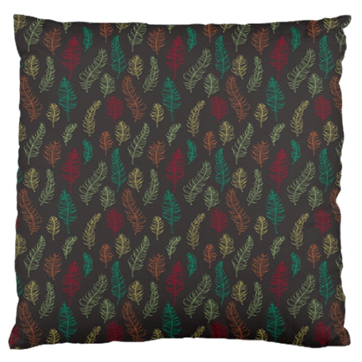 Whimsical Feather Pattern, autumn colors, Large Flano Cushion Case (Two Sides)