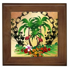 Tropical Design With Flamingo And Palm Tree Framed Tiles by FantasyWorld7