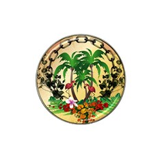 Tropical Design With Flamingo And Palm Tree Hat Clip Ball Marker by FantasyWorld7