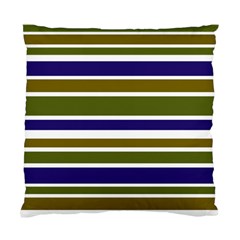 Olive Green Blue Stripes Pattern Standard Cushion Case (one Side) by BrightVibesDesign