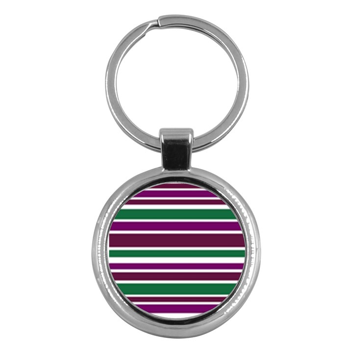 Purple Green Stripes Key Chains (Round) 