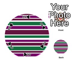 Purple Green Stripes Playing Cards 54 (round)  by BrightVibesDesign