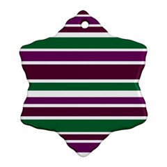 Purple Green Stripes Snowflake Ornament (2-side)