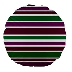 Purple Green Stripes Large 18  Premium Round Cushions